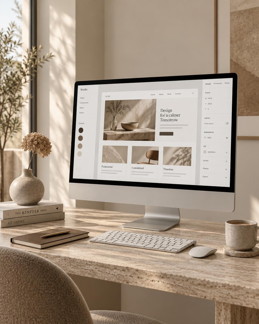 A website being designed on a desktop computer screen